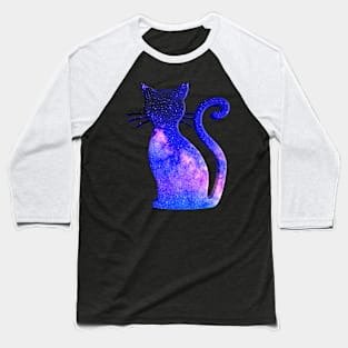 Purple Cosmic Stars Space Cat Baseball T-Shirt